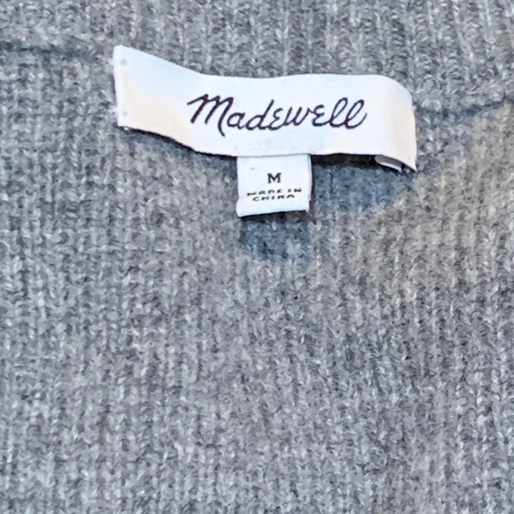 Madewell Lace Up Pullover Grey Sweater Size Small 100% Merino Wool Size M - Picture 5 of 8